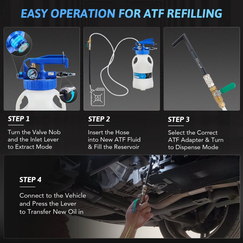 1 6 Gallon Vacuum Fluid Evacuator And Filler Set Pneumatic Transmission Bleeder With 15 Atf Adapters Pressure Gauge Trigger