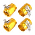 4pcs An6 Hex Car Hose Finisher Flexible Rubber Pipe Clamp With Screw Band Adapter Fitting For Oil Fuel Water Tube Gold Tone 