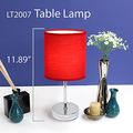 Simple Designs Lt2007-red-2pk Chrome Mini Basic Table Lamp 2 Pack Set With Fabric Shades Red 