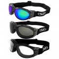 3 Pairs Of Global Vision Eliminator Padded Motorcycle Riding Goggles Black W Clear Smoke Green Mirror Lenses 