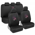 Bdk Hawaiian Flowers Car Seat Covers Full Set With Steering Wheel Cover And Belt Pads A Front Rear Matching Embroidered 