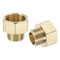 Brass Pipe Fitting 2pcs G1 2 Male X G3 8 Female Reducer Adapter Extensions Hex Bushing Threaded Fitting For Water Gas Oil 
