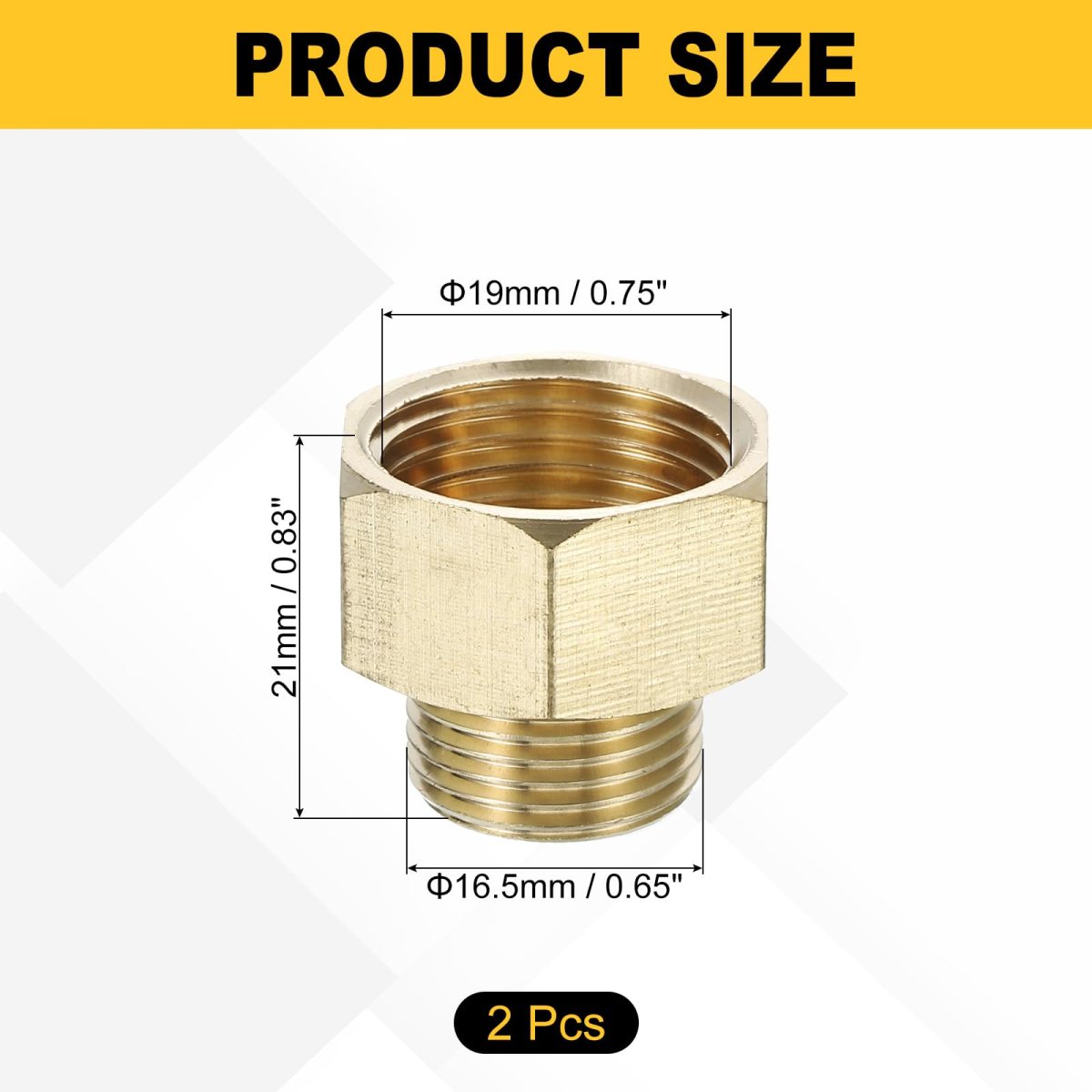 Brass Pipe Fitting 2pcs G1 2 Male X G3 8 Female Reducer Adapter Extensions Hex Bushing Threaded Fitting For Water Gas Oil