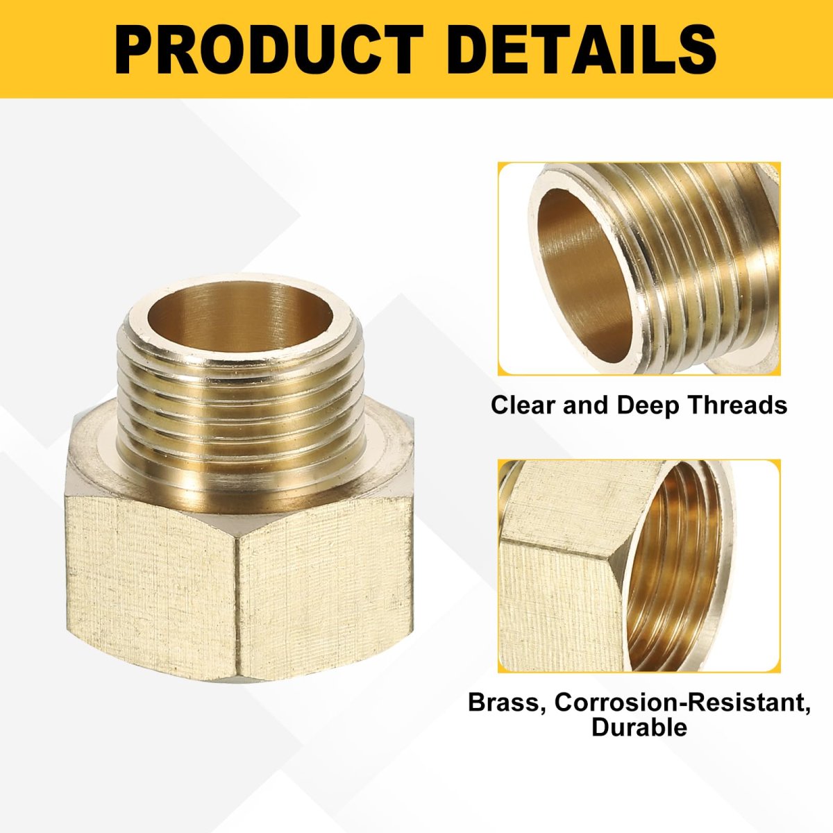 Brass Pipe Fitting 2pcs G1 2 Male X G3 8 Female Reducer Adapter Extensions Hex Bushing Threaded Fitting For Water Gas Oil