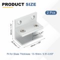 2pcs F Shape 48mm Glass Clamp Aluminum Alloy Adjustable Clip For 13-16mm Thickness Wall Mounting Support Bracket Shelf Mirror