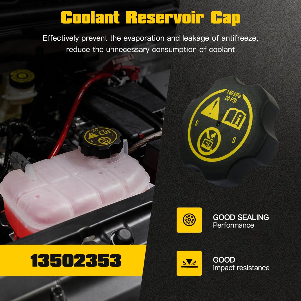 2 Pack Coolant Reservoir Cap For Cadillac 2007 2009 Escalade Ext Replaces Part Number 13502353 13502509 68249136aa Radiator