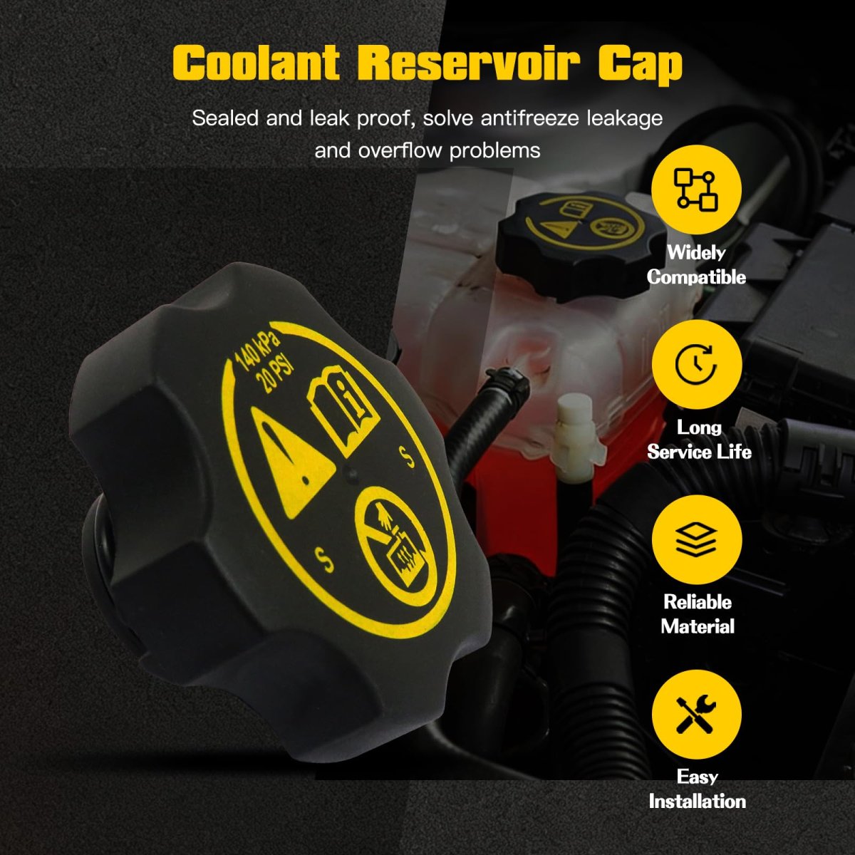 2 Pack Coolant Reservoir Cap For Cadillac 2007 2009 Escalade Ext Replaces Part Number 13502353 13502509 68249136aa Radiator
