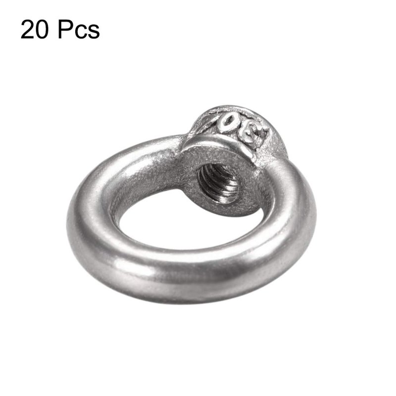Lifting Eye Nut M4 Female Thread 304 Stainless Steel Round Shape For Rope Fitting Pack Of 20