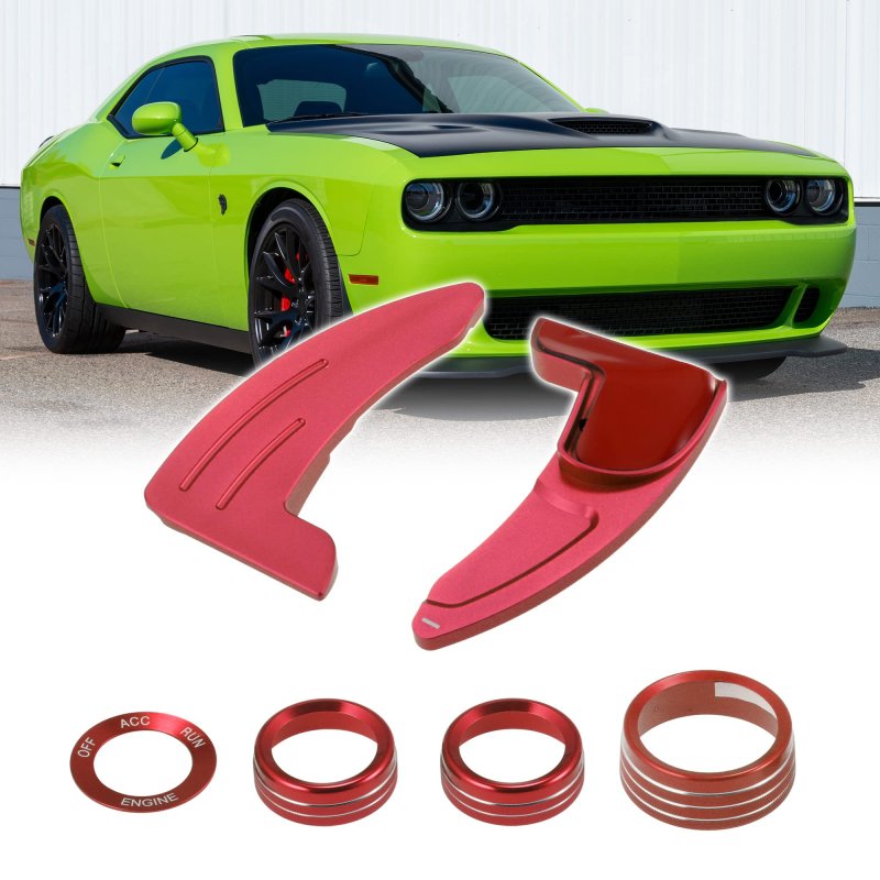 Steering Wheel Shift Paddle Extension Trim Air Conditioning Switch Knob Cover Set For Dodge Charger Challenger Chrysler Durango