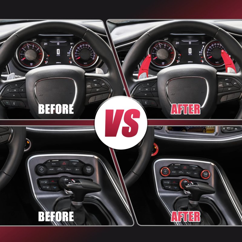 Steering Wheel Shift Paddle Extension Trim Air Conditioning Switch Knob Cover Set For Dodge Charger Challenger Chrysler Durango