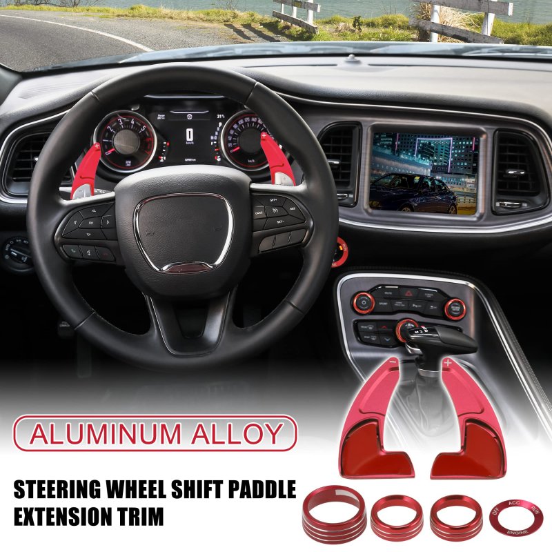 Steering Wheel Shift Paddle Extension Trim Air Conditioning Switch Knob Cover Set For Dodge Charger Challenger Chrysler Durango