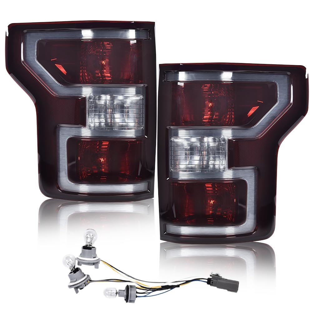 Rear Tail Lights For Ford F150 2018 2019 2020 Dark Red Brake Lamp Assembly With Bulbs And Wiring Harness Left Right Side Pair