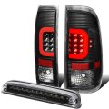 Compatible With 08-16 Ford Super Duty Red 3d Led C-bar Tail Light 3rd Third Brake Lamp Black