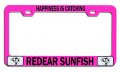 Happiness Is Catching Redear Sunfish Fishing Pink Metal License Plate Frame Tag Holder S93 
