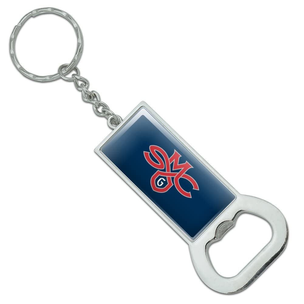 Saint Mary S College Primary Logo Keychain Chrome Plated Metal Bottle Cap Opener Rectangular Resin Topped 3 In X 1 5