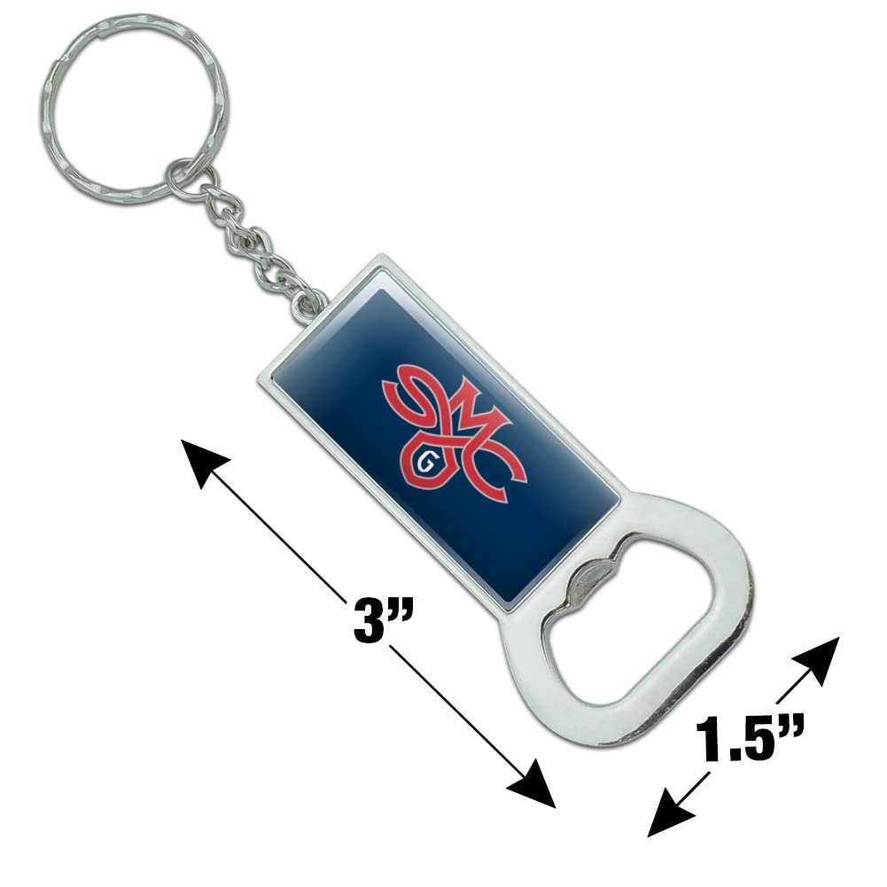 Saint Mary S College Primary Logo Keychain Chrome Plated Metal Bottle Cap Opener Rectangular Resin Topped 3 In X 1 5