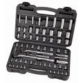 64 Piece Socket Set With 1 4 In 3 8 And 2 Drive Sae Metric Sockets Chrome Vanadium Steel Case Model 69261 