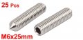 Uxcell M6x25mm Stainless Steel Cone Point Hex Socket Grub Screws 25pcs
