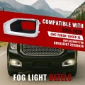 Hecasa Fog Light Bezels Left For 2015-2020 Gmc Yukon Yukon Xl Lamp Cover Trim Black Silvery Plastic Pp Abs Driver Side
