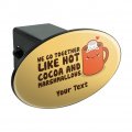 Personalized Custom 1 Line Hot Cocoa And Marshmallows Best Friends Oval Tow Trailer Hitch Cover Plug Insert
