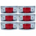 Red Rectangular Led Clearance And Side Marker Lights 6 Pack 4 8 In Armored Style With Chrome Bezel 12 Surface Mount For Trucks 
