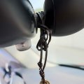 Inebiz Retro Alloy Cross Crucifixion Woven Cowhide Car Charm Interior Rearview Mirror Decoration Hanging Pendant Fashion 