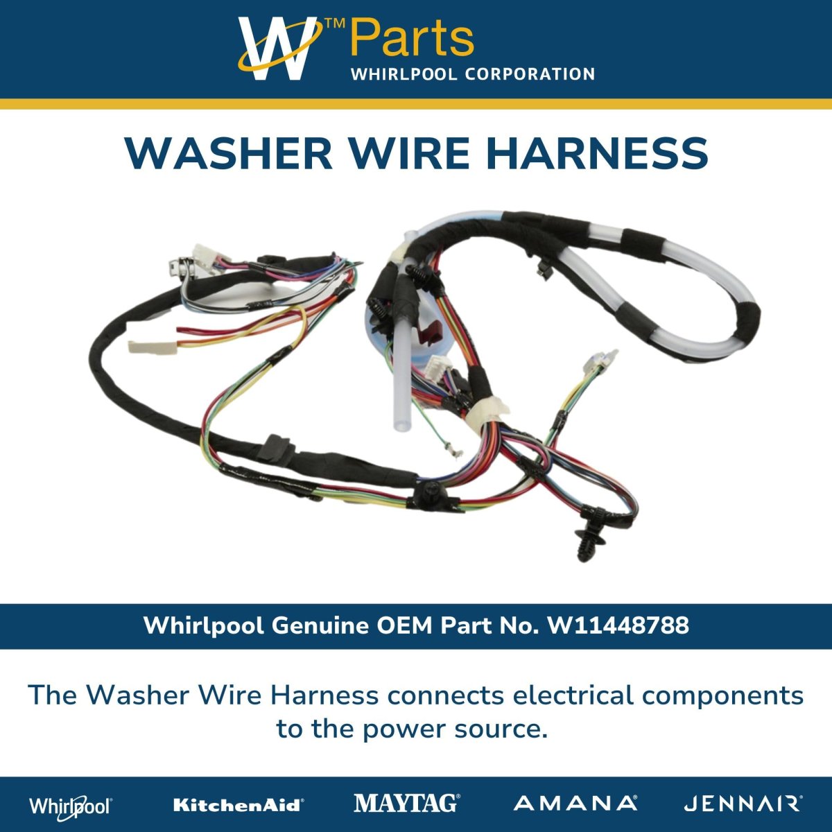 Whirlpool W11448788 Genuine Washer Wire Harness Replacement Part Replaces W11222910 W10736244 W10899776 W10903246 And W10903245