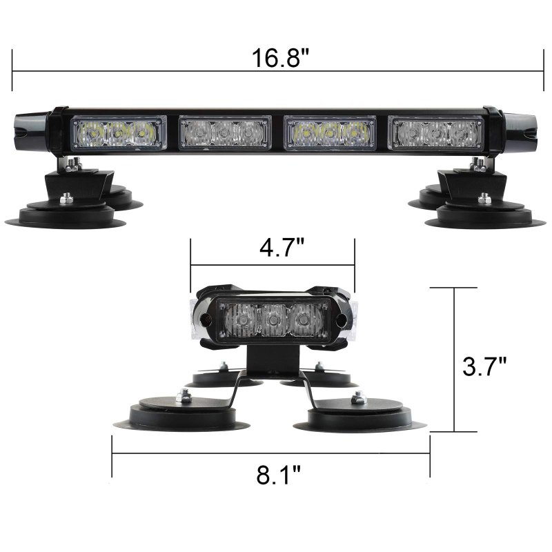 16 8 In Led Strobe Flashing Light Bar 26 Modes Emergency Hazard Warning Beacon With Magnetic Base For Car Trucks Trailer Roof