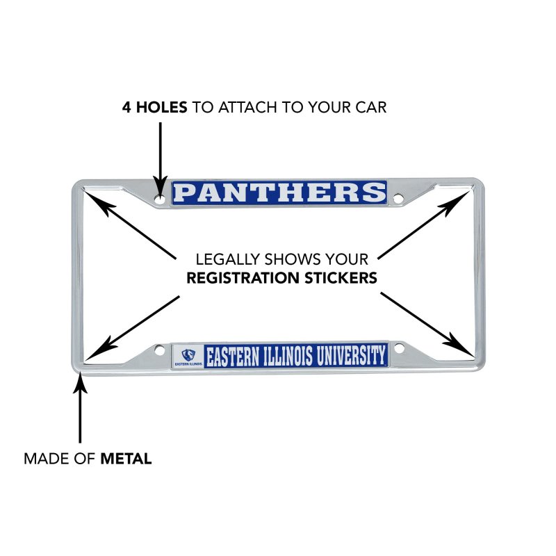 Eastern Illinois University Panthers License Plate Frame Officially Licensed Metal Car Tag Holder Mascot 2 Pack Standard Size