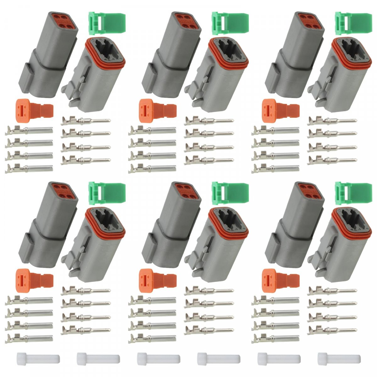 Carbhub 6 Sets Dt 4 Pin Waterproof Electrical Wire Connector Fit For Truck Off-road Vehicles Construction Agriculture Marine