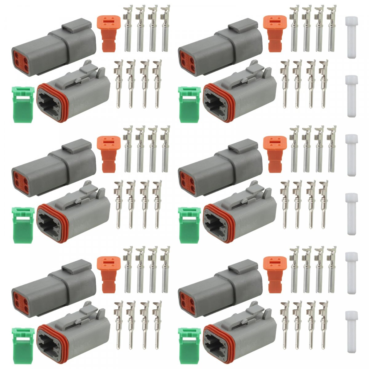 Carbhub 6 Sets Dt 4 Pin Waterproof Electrical Wire Connector Fit For Truck Off-road Vehicles Construction Agriculture Marine