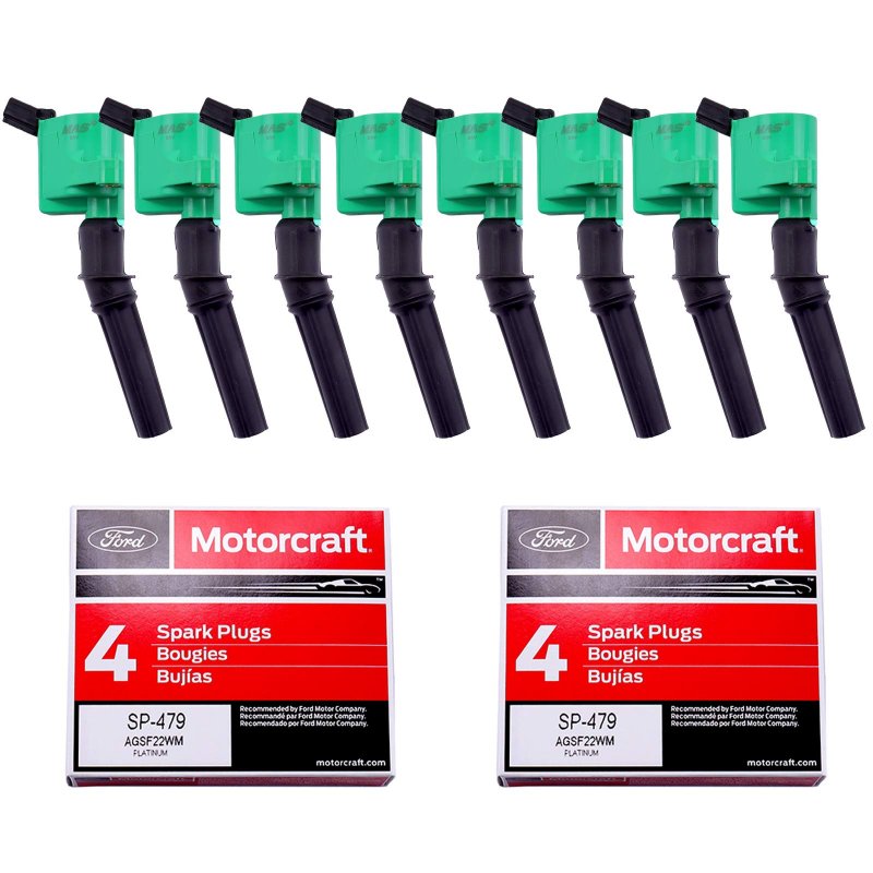 Set Of 8 Green Ignition Coils Spark Plugs Sp479 For Ford Lincoln Dg508