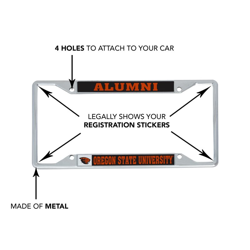 Oregon State University Beavers License Plate Frame Officially Licensed Metal Car Tag Holder Alumni Black Background 2 Pack 6