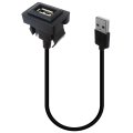 Car Dash Usb Port Charger For Toyota Vi-os 2008 2019 Male To Female Power Socket Adapter Ios Android Black Square Vehicle 
