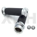 Chrome Cnc Precision Cut Skull Handlebar Grips 1 In 25mm For H-d Touring Sportster Dyna Cvo Street Bob Wide Glide V-rod