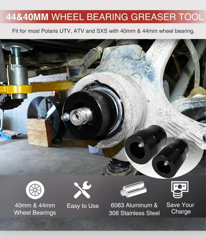 40mm And 44mm Wheel Bearing Greaser Tool Kit For Polaris Ranger Sportsman Rzr Atv Utv Sxs Front Rear Greasing Hlzcrhgj44mm