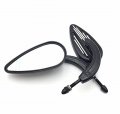 Httmt Mt427-008- Motorcycle Black Rear View Left Right Grooved Mirrors Compatible With H-d 1982-later All Models Softail Dyna