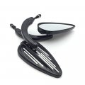 Httmt Mt427-008- Motorcycle Black Rear View Left Right Grooved Mirrors Compatible With H-d 1982-later All Models Softail Dyna