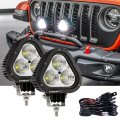 Auxbeam Led Pods 4in 90w Off Road Light Super Bright A-pillar Triangle Pod Bumper Fog White Spot Flood Combo Ditch Universal 