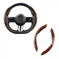 Wood Grain Steering Wheel Cover Anti Skid Segmented Auto Protector Universal Fit For 14 5 To 15 In Wheels Coffee Color Interior 