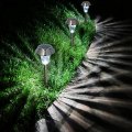 Enchanted Spaces Silver Solar Path Light Set Of 6 With Glass Lens Metal Ground Stake And Extra-bright Led For Lawn Patio Yard 