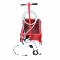 Low Profile Oil Drain Pan 15 Gallon With 110v Fuel Transfer Pump 8ft Hose And Folding Handle For Trucks Buses Rvs Red 