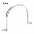 Uxcell 100mm 4 Rigid Pipe Strap 2 Holes Tube Straps 201 Stainless Steel Tension Clip Clamp 8pcs