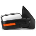 Right Passenger Side Chrome Power Heated Glass Manual Folding Rear View Tow Mirror Compatible With Ford F-150 04-14 