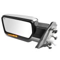Left Driver Side Chrome Power Heated Glass W Amber Led Turn Signal Light Towing Mirror Compatible With Ford F150 04-14 