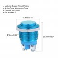 Uxcell Latching Metal Push Button Switch 16mm Mounting Dia 1no Spst Blue Led Light High Round Head 1pcs