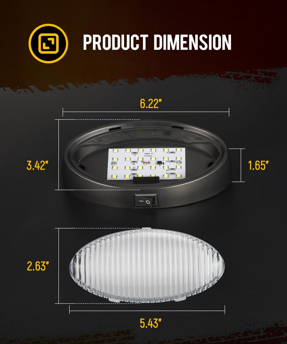 Oval Led Rv Porch Light With Switch Exterior Utility Replacement For Camper Motorhome Trailer Black Base Clear And Amber Lenses