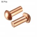 Uxcell 50 Pcs 13 64 X 15 32 Round Head Copper Solid Rivets Fasteners