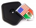 Usa Mexico Mexican Flag Car Truck Black Shield Grill Badge Chrome Grille Emblem 2 6 X 3 1