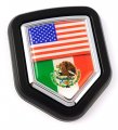 Usa Mexico Mexican Flag Car Truck Black Shield Grill Badge Chrome Grille Emblem 2 6 X 3 1